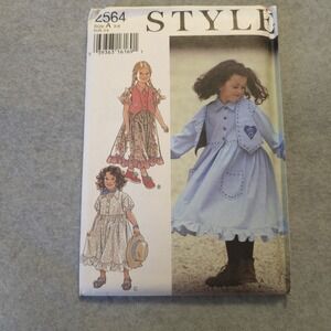 Vintage Style 2564 Girls Dress & Vest Sewing Pattern Size 3-8 UNCUT